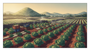 농업·경제 샘플기사용 AI 생성 삽화: 제주 월동채소 산지와 출하. 실제 사건 또는 현장 촬영사진이 아닙니다.